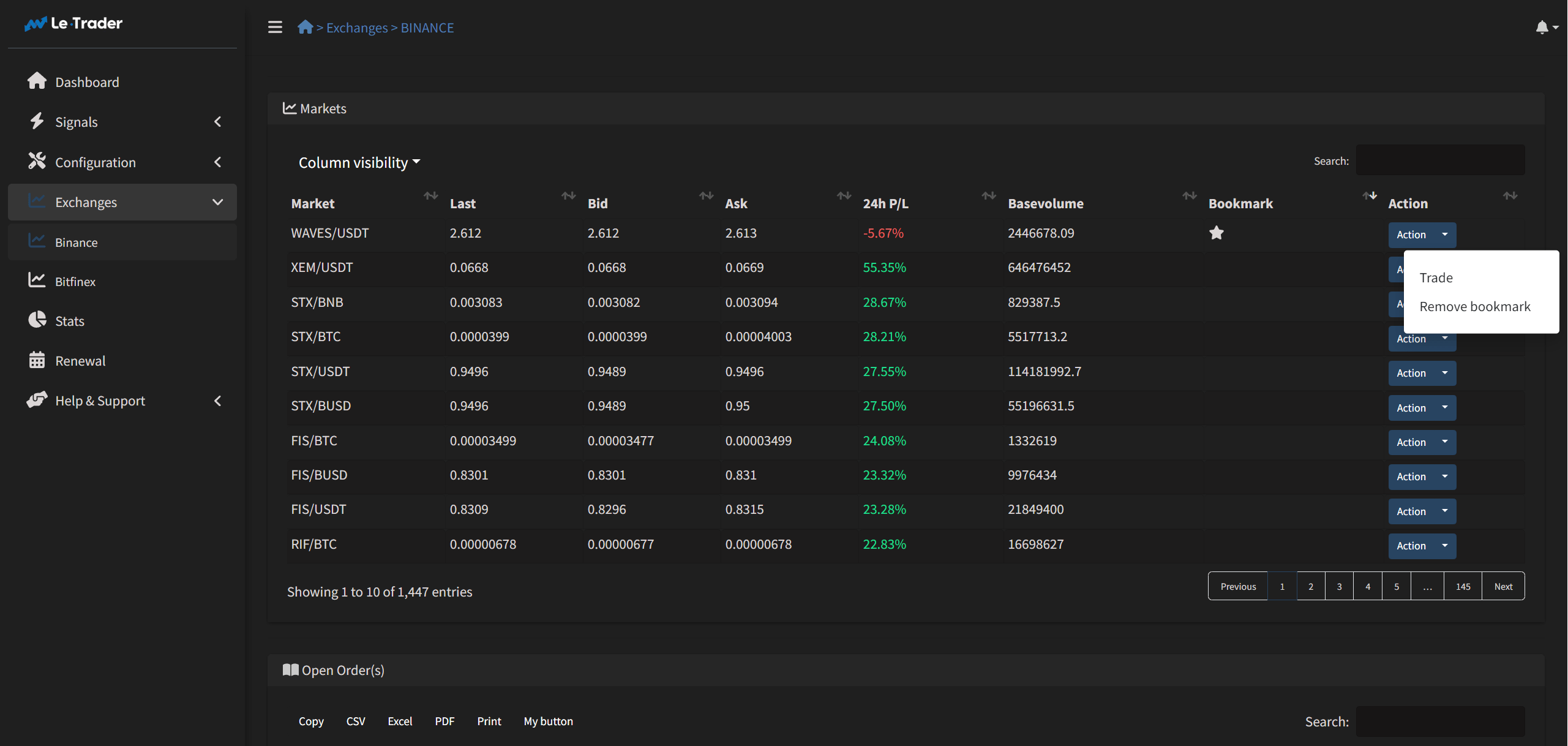 Exchange Page